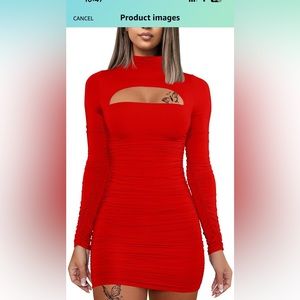 Red long sleeve dress